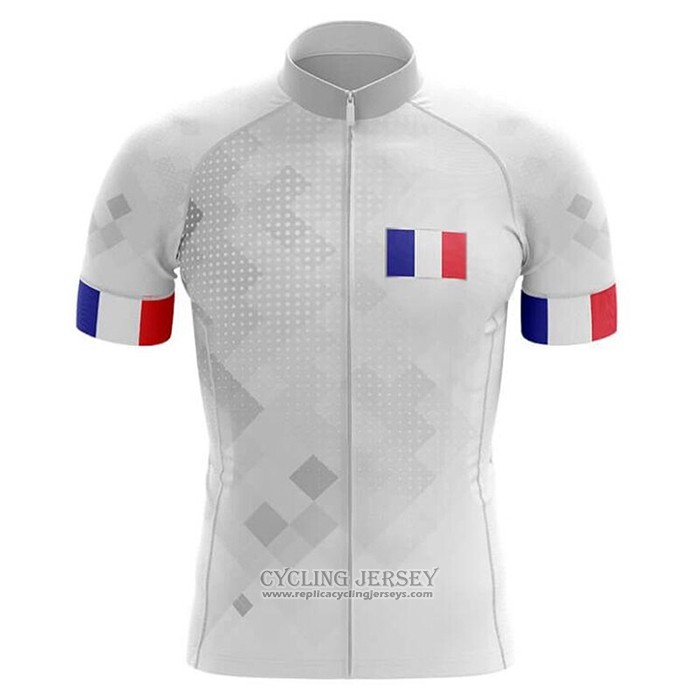 2020 Cycling Jersey Champion France White Short Sleeve And Bib Short